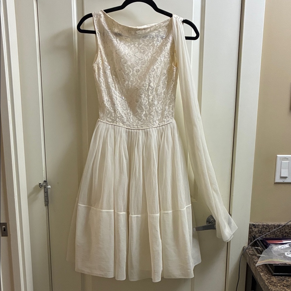 Vintage genuine 1950s white party prom wedding dress possibly handmade XS